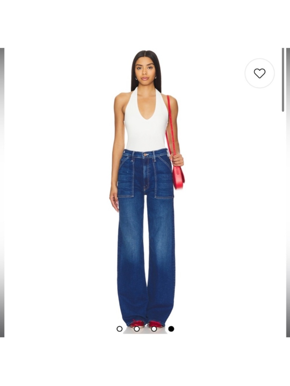 MOTHER Wide Leg Jeans in Dark Blue Denim